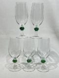 (S4D) LUMINARC FRANCE GREEN GLASS STEMWARE WATER GOBLET GLASSES