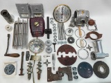 (S5E) STEAMPUNK PARTS AND PIECES LOT VICTORIAN HARDWARE CAST IRON CAR PARTS, SESSIONS CLOCK FACE,