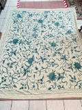 (S5E) ANTIQUE CREWEL HAND EMBROIDERED LINEN BEDSPREAD (102 IN X 90 IN)
