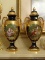 (LR) PR. OF IMPERIAL LIMOGES LIDDED PORTRAIT MANTEL URNS- 14 IN H, , ITEM IS SOLD AS IS WHERE IS