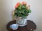 (APTLR) ORIENTAL PLANTER WITH SILK ARRANGEMENT- 15 IN H AND AN IMARI STYLE BOWL- 5 IN DIA., ITEM IS