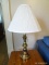 (APTLR) BRASS LAMP WITH SHADE- 30 IN H, ITEM IS SOLD AS IS WHERE IS WITH NO GUARANTEES OR WARRANTY.