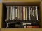 (APTHALL) BOX OF EMPTY CD SLEEVES AND VCR TAPES, ITEM IS SOLD AS IS WHERE IS WITH NO GUARANTEES OR