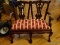(LR) MAHOGANY CHIPPENDALE STYLE DOLL BENCH WITH BALL AND CLAW FEET, CARVED BACK AND SPLAT- 23 IN X