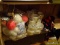 (3RD FL) SHELF LOT OF NEW PACKING TAPE, BAG OF KNITTING YARN AND SUSPENDERS, ITEM IS SOLD AS IS