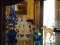(PARLOR) MISCELL. LOT OF GLASS- MINIATURE COBALT BLUE OIL LAMP- 8 IN H, HAND BLOWN CHRISTMAS TREE
