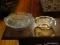 (DR) 2 PIECE GLASS LOT TO INCLUDE A CLEAR GLASS CAKE STAND AND A CARNIVAL GLASS BOWL. ITEM IS SOLD