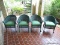 (FRNT PRCH) SET OF 4 LLOYD FLANDERS GREEN WICKER ROLLING PATIO ARM CHAIRS WITH GREEN STRIPE