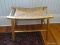 (UPBD2) MAPLE AND RUSH BOTTOM BENCH- 25 IN X 16 IN X 17 IN, ITEM IS SOLD AS IS WHERE IS WITH NO