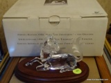 (UPHALL) SWAROVSKI CRYSTAL HORSE WITH WOODEN STAND- 5 IN X 3 IN, HAS BOX ON TOP OF DISPLAY, ITEM IS