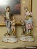 (lr) pr. of bisque leville china figurines of couple with children- 13 in. h