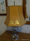 (APTBD) ANTIQUE OIL LAMP CONVERTED TO ELECTRIC WITH SHADE- 22 IN H, ITEM IS SOLD AS IS WHERE IS WITH