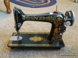 (APTLR) ANTIQUE STENCILED SINGER SEWING MACHINE, ITEM IS SOLD AS IS WHERE IS WITH NO GUARANTEES OR