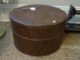 (APTLR) VINTAGE OTTOMAN- 17 IN X 10 IN, ITEM IS SOLD AS IS WHERE IS WITH NO GUARANTEES OR WARRANTY.