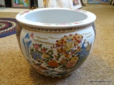 (APTLR) ORIENTAL PORCELAIN PLANTER 14 IN DIA. X 12 IN H, ITEM IS SOLD AS IS WHERE IS WITH NO