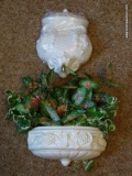 (APTLR) BOX CONTAINING 2 PC. POTTERY WALL FOUNTAIN WITH FLORAL ARRANGEMENT- 12 IN X 18 IN, ITEM IS