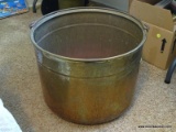 (APTLR) LARGE BRASS DECORATIVE PLANTER- 19 IN DIA X 16 IN H, ITEM IS SOLD AS IS WHERE IS WITH NO