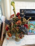(APTLR) LARGE SILK FLORAL ARRANGEMENT IN VASE- 36 IN H, ITEM IS SOLD AS IS WHERE IS WITH NO