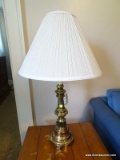 (APTLR) BRASS LAMP WITH SHADE- 30 IN H, ITEM IS SOLD AS IS WHERE IS WITH NO GUARANTEES OR WARRANTY.