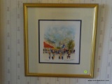 (APTHALL) FRAMED AND DOUBLE MATTED WATERCOLOR PRINT OF PARIS STREET SCENE, SIGNED (ILLEGIBLE) AND