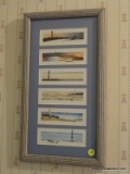 (APTHALL) FRAMED AND MATTED PRINT OF 5 LIGHTHOUSES IN DISTRESSED WOOD FRAME- 10 IN X 18 IN,ITEM IS