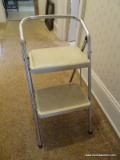 (APTHALL) VINTAGE STEP STOOL, ITEM IS SOLD AS IS WHERE IS WITH NO GUARANTEES OR WARRANTY. NO REFUNDS