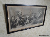 (STAIRS) FRAMED AND MATTED 19TH C. STEEL ENGRAVING- IN LATIN- TRANSLATED VERSION OF LUCIFER FROM A