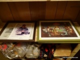 (3RD FL) 3 FRAMED ITEMS- PR. OF DOG POKER PLAYERS IN GREEN FRAMES- A WATERLOO AND A FRIEND IN NEED