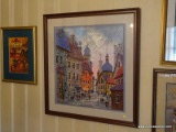 (PARLOR) FRAMED AND DOUBLE MATTED RUSSIAN PRINT OF CITYSCAPE BY A. KRASAYANEKY, NUMBERED 5/ 350, IN