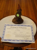 (PARLOR) GNOME FIGURINE- NEWT- WITH COA- 6 IN H, ITEM IS SOLD AS IS WHERE IS WITH NO GUARANTEES OR