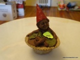 (PARLOR) GNOME FIGURINE- GNOME IN A SHELL- 3.5 IN H, ITEM IS SOLD AS IS WHERE IS WITH NO GUARANTEES