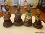 (PARLOR) GNOME FIGURINE- 4 SEWING GNOMES- 4 IN H, ITEM IS SOLD AS IS WHERE IS WITH NO GUARANTEES OR