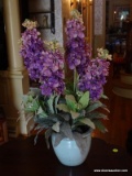 (HALL) SILK FLORAL ARRANGEMENT- 22 IN H, ITEM IS SOLD AS IS WHERE IS WITH NO GUARANTEES OR WARRANTY.