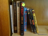 (BCKRM) SHELF WITH BOOKS AND DVDS- BEDFORD BOYS, LEGENDS AND LIES, BACKSTAIRS BILLY,ETC,, WIND IN