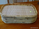 (BCKRM) 6 WICKER AND BAMBOO DINNER TRAYS, ITEM IS SOLD AS IS WHERE IS WITH NO GUARANTEES OR
