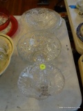 (DR) CLEAR GLASS LOT TO INCLUDE A CUT CRYSTAL BASKET, A PRESSED GLASS SALAD SERVING BOWL, A PRESSED