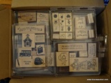 (DR) BOX LOT CONTAINING APPROXIMATELY 26 INK STAMP SETS OF VARIOUS THEMES AND ASSORTMENTS. ITEM IS