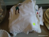 (DR) ASSORTED LOT OF CLOTHS TO INCLUDE PLACEMATS, TOWELS, ETC. ITEM IS SOLD AS IS WHERE IS WITH NO