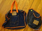 (DR) LOT OF 2 VINTAGE LEVI STRAUSS & CO. JEAN MADE ITEMS TO INCLUDE A WATER BOTTLE CARRYING POUCH