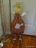 (UPBD1) PAINT DECORATED METAL ANGEL WITH WATERING CAN- 27 IN H, ITEM IS SOLD AS IS WHERE IS WITH NO