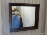 (UPBD2) ANTIQUE WALNUT MIRROR- 17 IN X 16 IN, ITEM IS SOLD AS IS WHERE IS WITH NO GUARANTEES OR