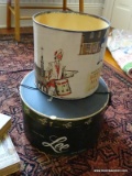 (UPBDE2) VINTAGE LEE FIFTH AVENUE HAT BOX, ICE CREAM CONTAINER TURNED INTO A TRASH CAN,ITEM IS SOLD