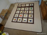 (UPHALL) HANDMADE AND HAND APPLIQUED SW DESIGN QUILT- 96 IN X 170 IN, ITEM IS SOLD AS IS WHERE IS