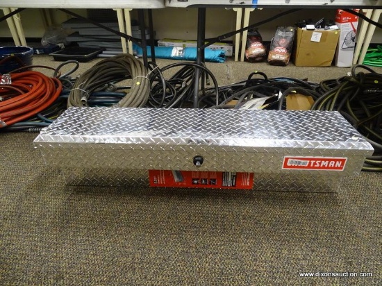 (R4) CRAFTSMAN 2.5 CU FT SILVER SIDE MOUNT TRUCK TOOL BOX. MEASURES 49 IN X 8 IN X 12 IN. ITEM IS
