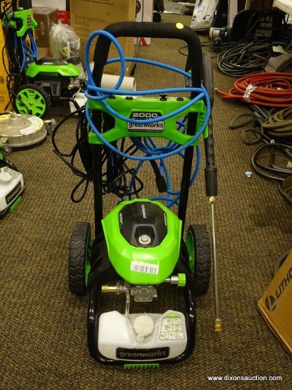 (R5) GREENWORKS 2000 PSI ELECTRIC PRESSURE WASHER CART. MEASURES 19 X 18 X 36 IN. ITEM IS SOLD AS IS