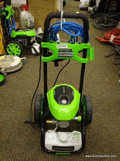 (R5) GREENWORKS 2000 PSI ELECTRIC PRESSURE WASHER CART. MEASURES 19 X 18 X 36 IN. ITEM IS SOLD AS IS