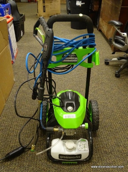 (R5) GREENWORKS 2000 PSI ELECTRIC PRESSURE WASHER CART. MEASURES 19 X 18 X 36 IN. ITEM IS SOLD AS IS