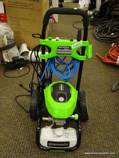 (R5) GREENWORKS 2000 PSI ELECTRIC PRESSURE WASHER CART. MEASURES 19 X 18 X 36 IN. ITEM IS SOLD AS IS