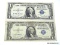 1953 Currency - 2 One Dollar Bills - Silver Certificates