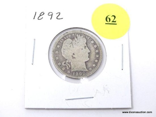 1892 Quarter - Barber